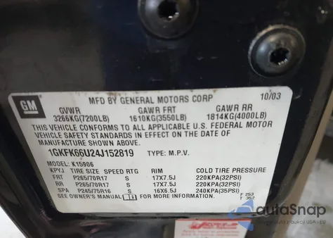 2004 GMC Yukon Xl 1500 Denali from USA, damaged, VIN 1GKFK66U24J152819